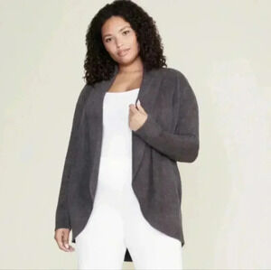 Barefoot Dreams Medium CozyChic Lite Circle Cardi Cardigan Sweater Dark Gray